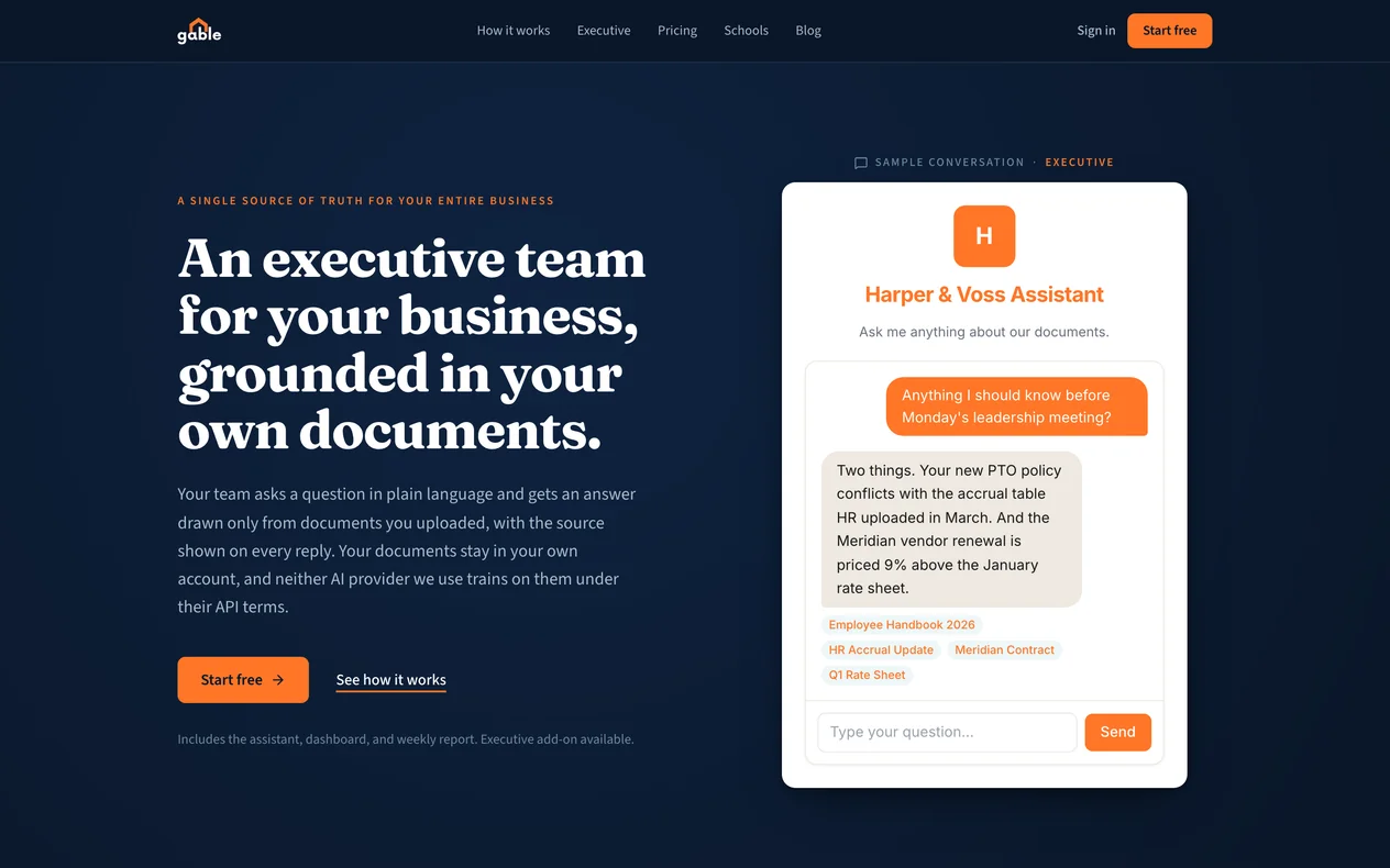 Home page of gablesystems.ai