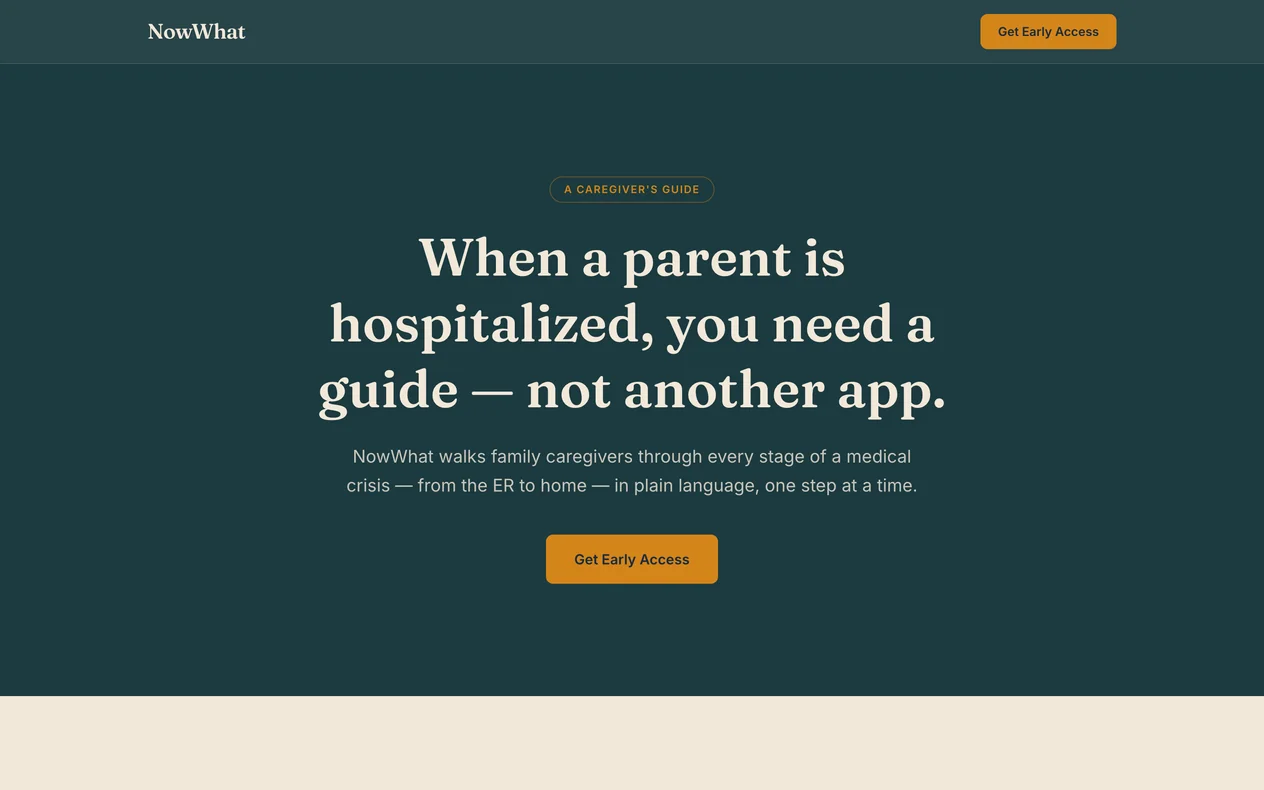 Home page of getnowwhat.app